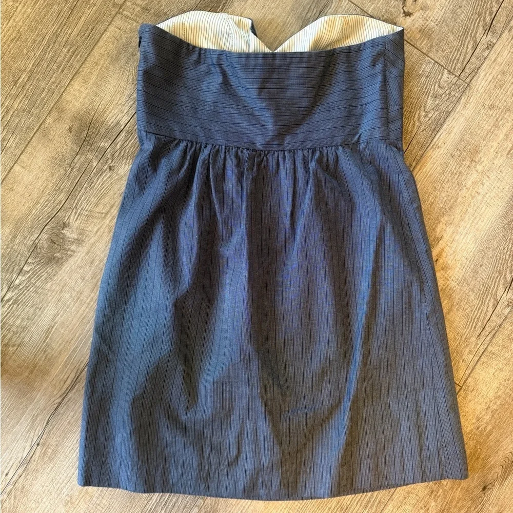 Tibi Strapless navy pinstripe dress nwt size 6